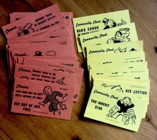 Monopoly Chance And Community Chest - Complete Set Of 32 Cards Replacement
