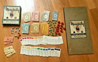 Vintage 1952 Monopoly Game Popular Edition Parker Brothers Us Patent 2,  026,  082
