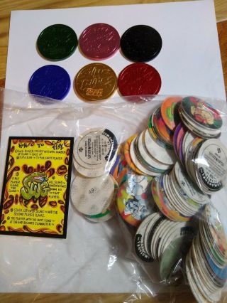 Metal Pog Slammer Pogs Sumo Dudes From 1995 Red Pink Blue Green Black Gold