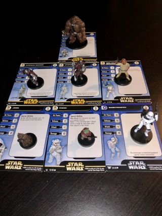 Star Wars Miniatures - Ewok,  Sandtrooper,  Yuzzem,  Soldiers
