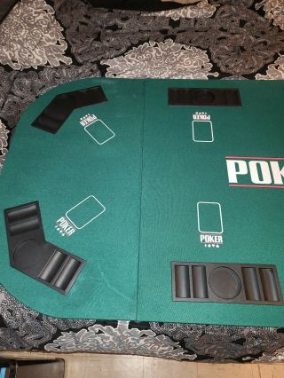 Trademark Poker Texas Holdem Folding Poker Card Game Table Top W/ Poker Chips