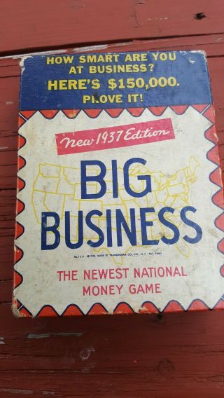 1937 Vintage Big Business Game Edition National Money Game Made Usa Kids Toy