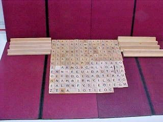 192 Scrabble Game Tiles Wood Tiles & 8 Racks Replacement Crafts