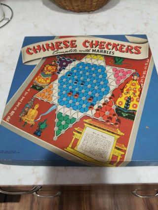 Vintage Chinese Checkers Game With Box 1944 Toy Kids Toy Family Game