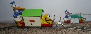 Ex Disney 1936 " Lionel " Donald Duck & Pluto Handcar " Wind - Up Toy,  Track,  Key,  Gift
