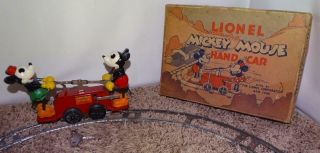 Ex Disney 1934 " Lionel Mickey Mouse Hand Car ",  Box Set,  Track,  Key,  Service