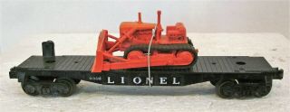 Lionel 6816: BLACK Flatcar with Allis Chalmers Tractor Bulldozer 2