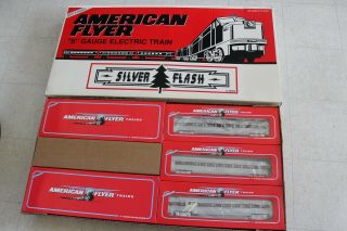 American Flyer 6 - 49606 S Scale Silver Flash Ab 3 - Car Passenger Set Cond