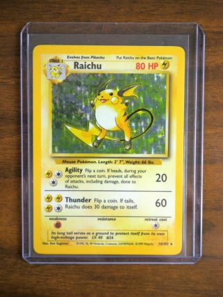 Raichu 14/102 Base Set Unlimitted Rare Holo Lightly Played Pokemon Card