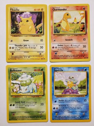 1999 Pokemon Cards Charmander Squirtle Bulbasaur Pikachu Base Set Nm/mint Psa?