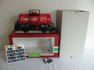 Vintage Lgb G Scale Coca - Cola Coke Is It Single Dome 2 - Axle Tank Car 4040 Nos
