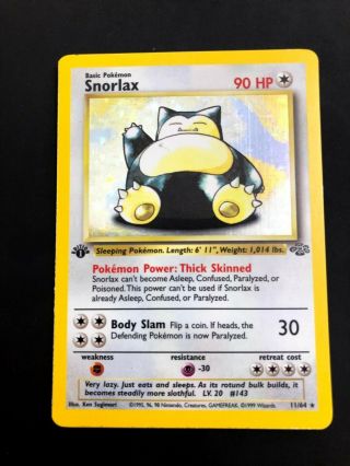 1st Edition Snorlax 11/64 Holo Foil Jungle Wotc Pokemon Card - Nm/lp