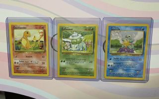 Vintage 1999 Pokemon Cards Charmander Squirtle Bulbasaur Base Set Nm/mint