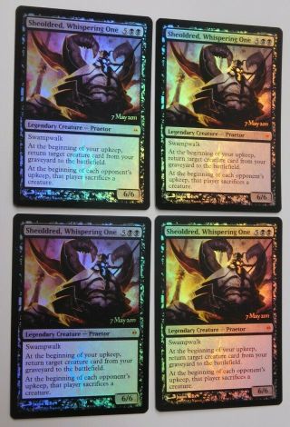 Sheoldred,  Whispering One Foil Playset 4x Magic The Gathering Phyrexia Promo