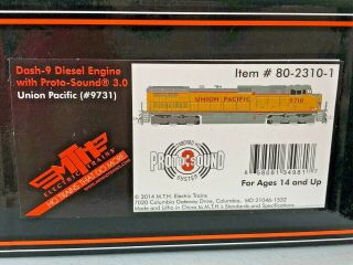 MTH 80 - 2310 - 1 HO Dash - 9 Diesel Locomotive - UP 9731 - DCC & Proto - Sound 3 - EC 2