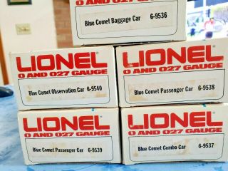 Lionel Blue Comet Passenger Car Set 9536 9537 9538 9839 9540 Ob 
