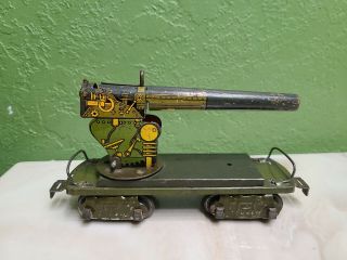 Marx O Scale Prewar Tin Litho 8 - Wheel Anti Aircraft Gun Old Look