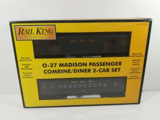 Mth Rail King O - 27 Scale Madison Passenger Combine/diner 2 Car Set 30 - 6245