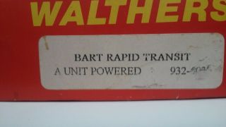 Walthers Ho Scale " Bart " (bay Area Rapid Transit) A Unit Car Kit