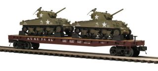 Mth 20 - 98639 Santa Fe Flat Car With 2 Sherman Tanks Ln/box