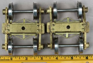 Pair G - Scale Arch Bar Trucks,  Brass,  Steel Wheels,  Gauge = 1 - 7/16 " = 37mm (??)