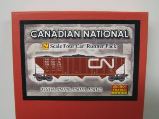 Micro - Trains N Scale Canadian National Cn Coal Car Runner Pack 4 Car Set