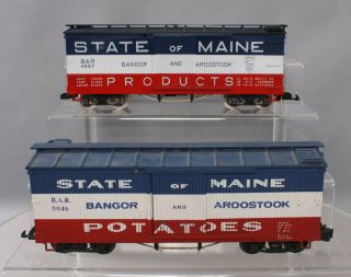 Usa Trains & Lgb G Scale 1960 & 4067 State Of Maine Boxcars - Metal & Plastic Wh