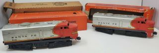 1957 Lionel Trains Santa Fe Alco Set - 218p W/ Boxes & 218t W/ Box - Apron Crack - Ae