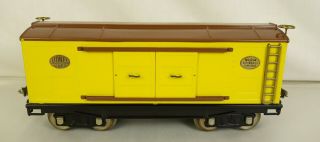 Lionel Prewar 214 Yellow & Brown Std.  Gauge Double Door Box Car - Restored