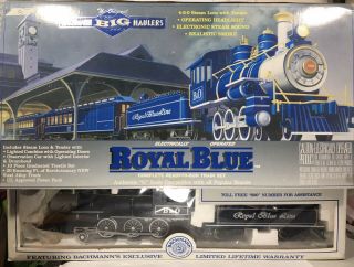 Vtg G - Scale Bachmann Big Hauler Royal Blue Train Set W/ 4 - 6 - 0 Loco Engine