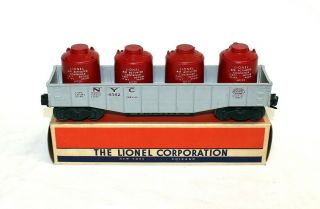 Postwar Lionel 6562 - 1 Gray Nyc Gondola With Canisters W/nice Ob