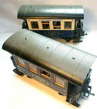 LGB Two G Scale ' Jubilaums Express ' Passenger Cars/ Coaches 102 & 103 2