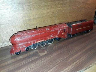 Vintage 1950s Toy American Flyer Circus 353 Steam Engine And Tender.  S Gauge