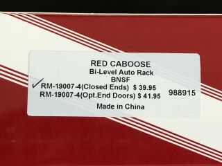 Red Caboose Bi - Level Auto Rack BNSF,  Weathered,  LNIB 3