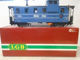 Vintage Lgb G Scale 4071 White Rass Extended Vision Caboose In Ori