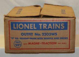 Lionel Trains Outfit No.  2203ws Set Box Empty