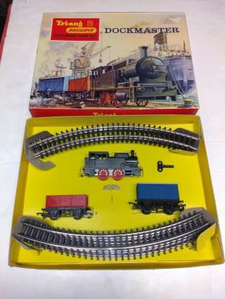 Vintage Ho/oo - Tri - Ang Rs 70 Dockmaster Clockwork Train Set Made In England W/key