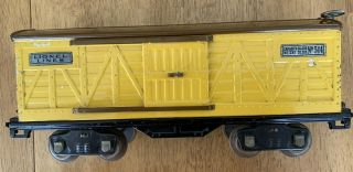 Lionel No.  514 Pre - War Standard Gauge Yellow Box Car With Brown Roof