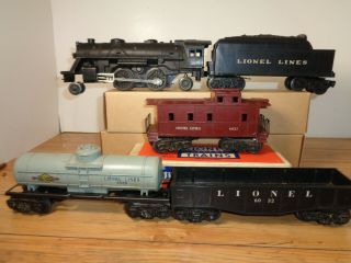 Lionel O Gauge Outfit 1465 - Loco,  Tender,  3 Freight Cars And Boxes With Set Box