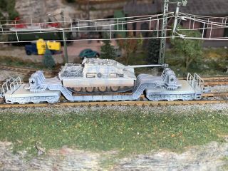 Minitrix N Scale German Wwii Heavy Flat Jagdpanther Winter Camo Fleischmann Roco