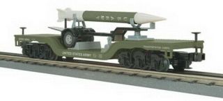 Mth 30 - 76151 U.  S.  Army Dep.  Center Flat Car W/rocket Load Ln