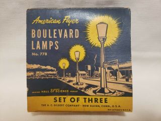 Set Of 3 Vintage 1954 American Flyer Boulevard Lamps A.  C.  Gilbert 778