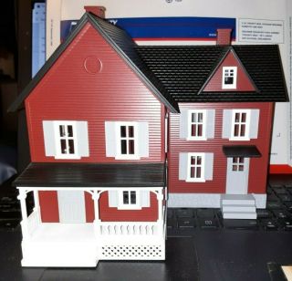 Rail King Mth Lighted Farm House 30 - 9016 Maroon W/ Gray Shutters O Gauge Lionel