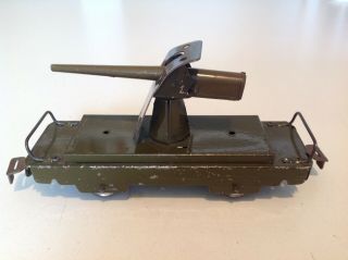 Marx Prewar Army Field Gun Car,  Gun Swivels But No Sound,  6 - Inch,  Wyandotte