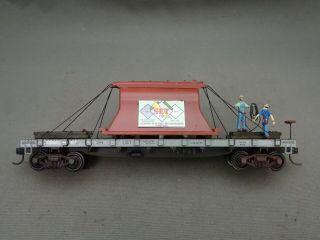 Ho Train Custom Built Weathered Mow Flat Car With Load And Workers H56