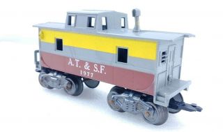 Rare Marx Train At & Sf 1977 Caboose Silver Yellow & Red O Scale