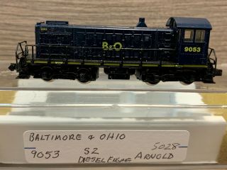 N Scale Arnold B&o Locomotive 9053 S2 Diesel 5028 - (runs,  No Lights)