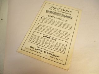 Lionel 1920’s Directions Instructions Booklet Prewar O Gauge X4141