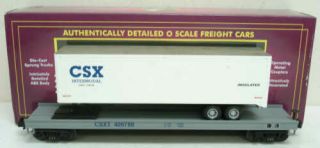 Mth 20 - 90019d Csx Flatcar With Trailer Ln/box