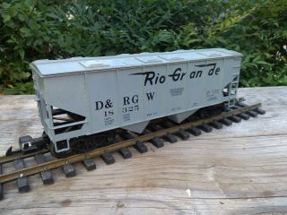 G Scale Covered 2 Bay Hopper Drgw,  Brand Unknown